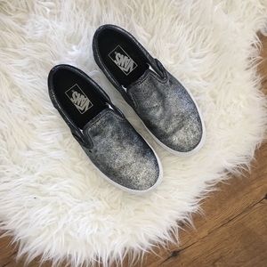 Silver Metallic Slip On Vans